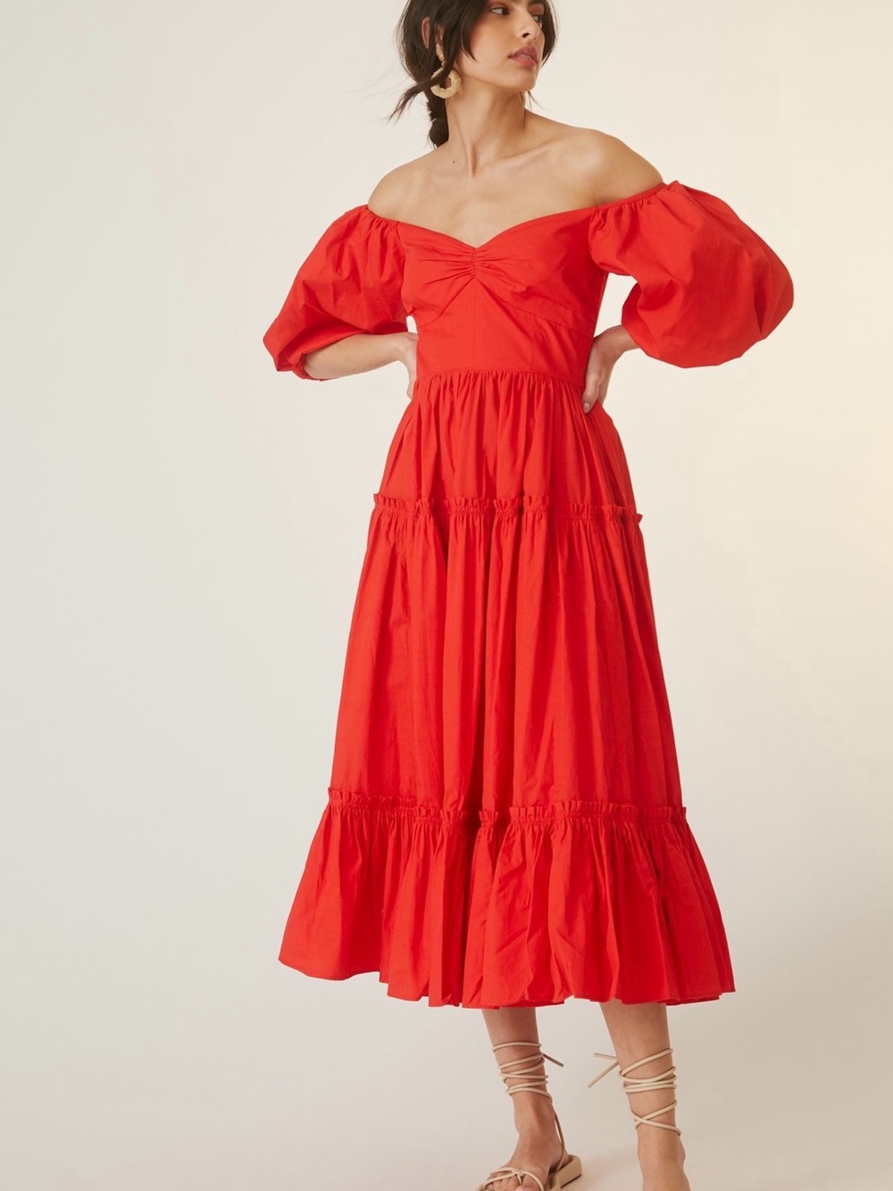 Atsu Off-The-Shoulder Poplin Midi Dress - Picture 3 of 7